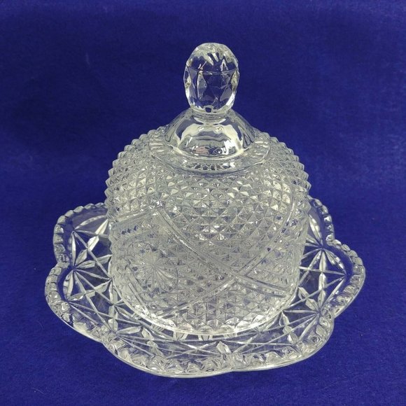 Avon Glass Butter Cheese Tray w/ Dome Cloche Bottom Marked - Picture 8 of 8